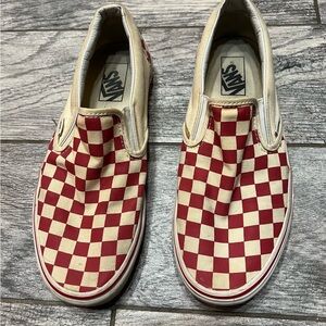 Vans Checkerboard Red Slip On